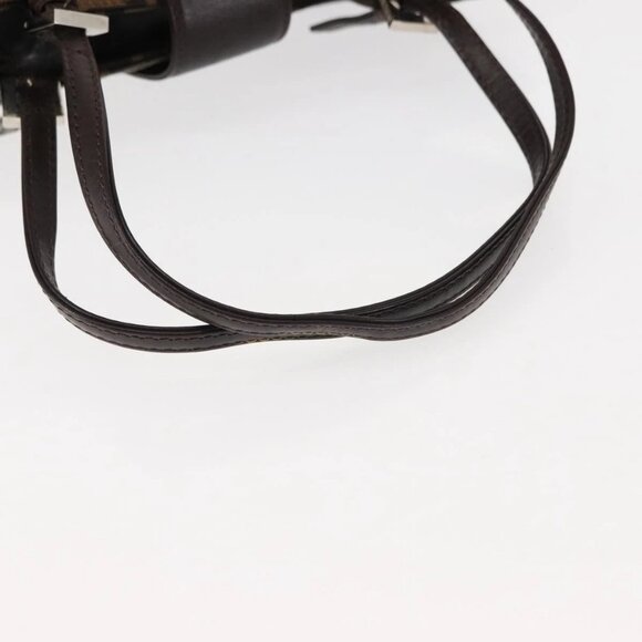 FENDI Zucca Canvas Mamma Baguette Tote Bag Black Silver Brown Auth 145493 - Picture 8 of 16